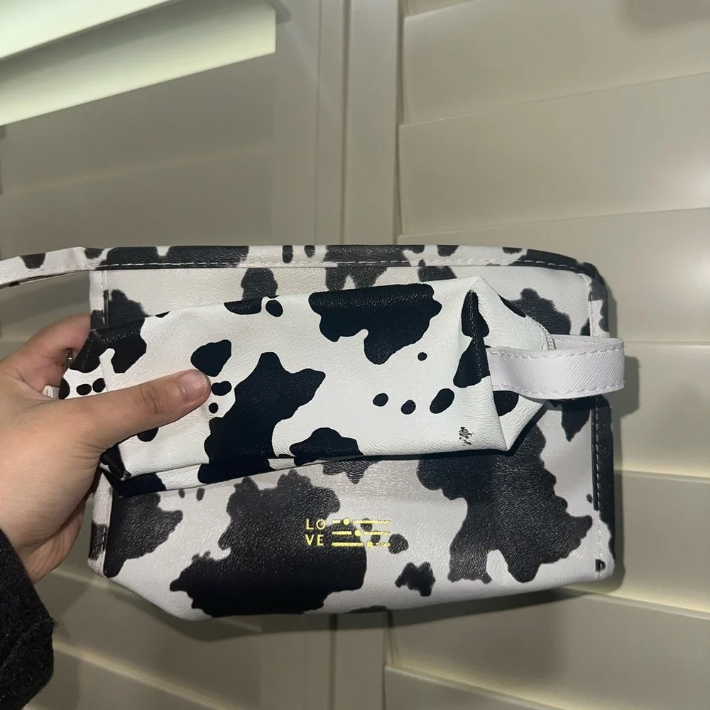 Cow print makeup bag